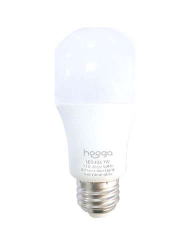 Bombilla LED Hooga 7W Roja, Luz Nocturna Sin Azul - 2 Pzas