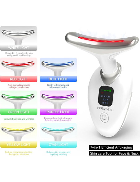 Masajeador Facial MIUTARMINI 7 Colores Terapia Luz Roja