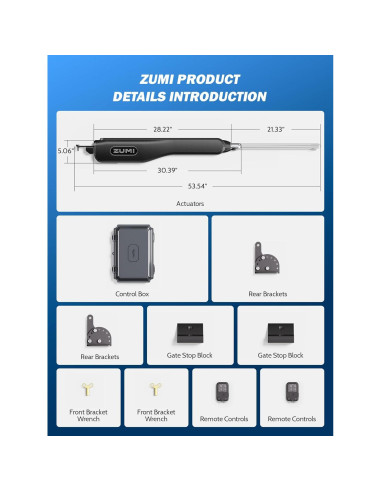 Abridor de Puerta Doble Batiente ZUMI 408 kg 6.10 m Control Remoto