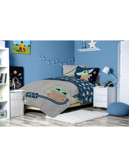 Juego de Cama Twin Jay Franco Star Wars Mandalorian 5 Piezas Juego de Cama Twin Jay Franco Star Wars Mandalorian 5 Piezas
