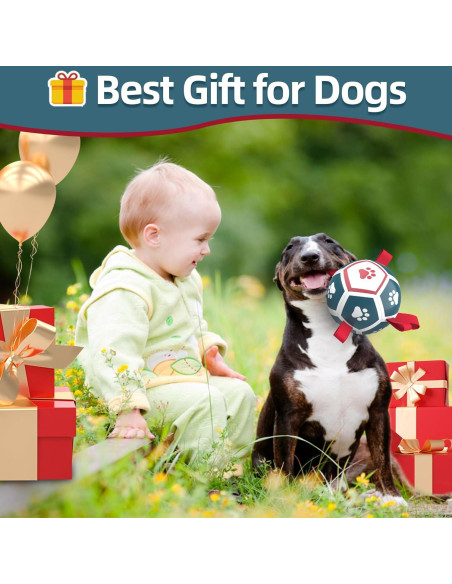 QDAN Balón de Fútbol para Perros Pequeños - Azul Rojo 12,7 cm QDAN Balón de Fútbol para Perros Pequeños - Azul Rojo 12,7 cm