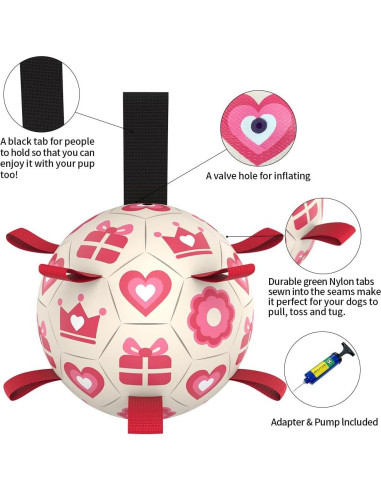 Pelota de Fútbol QDAN Rosa para Perros Medianos y Grandes