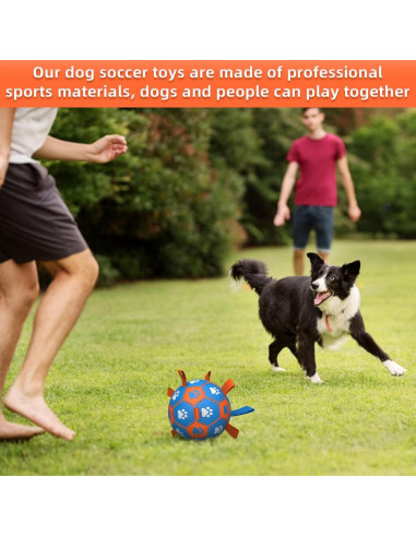 QDAN Balón de Fútbol para Perros Grande Azul Naranja