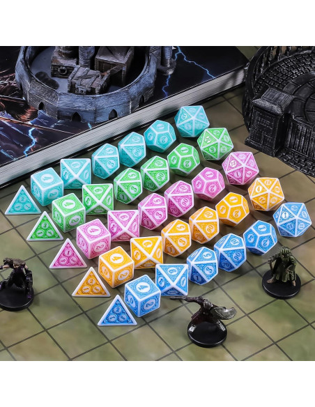 Dados Poliedricos CiaraQ 35 Piezas con 5 Bolsas Dados Poliedricos CiaraQ 35 Piezas con 5 Bolsas