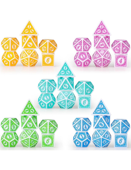 Dados Poliedricos CiaraQ 35 Piezas con 5 Bolsas Dados Poliedricos CiaraQ 35 Piezas con 5 Bolsas
