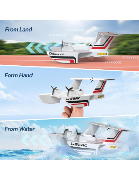 Aeronave RC Trifibiana DEERC Z62 2.4GHz para Agua y Tierra Aeronave RC Trifibiana DEERC Z62 2.4GHz para Agua y Tierra