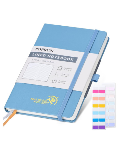 Cuaderno Enlazado POPRUN A5 Tapa Dura 128 Páginas Azul Humo