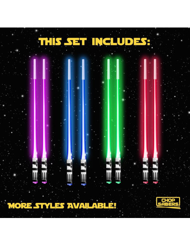 Palillos de Sable de Luz Chop Sabers - 4 PARES LED 26 cm