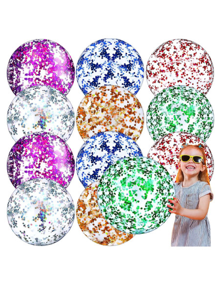 Pelotas de Playa Inflables Chivao 12 Piezas Brillantes 40.6 cm Pelotas de Playa Inflables Chivao 12 Piezas Brillantes 40.6 cm