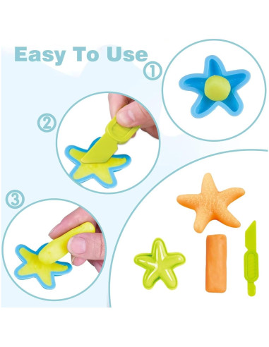Set de Juguetes de Masa Yiklucg 12 Moldes Oceánicos 5 Colores