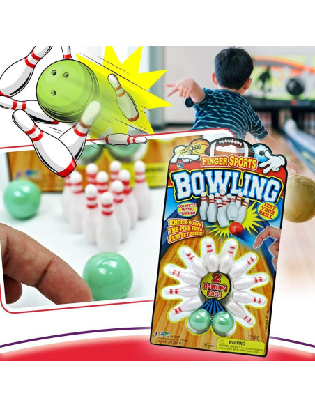 Juego de Bolos Miniatura JA-RU para Dedos - 10 Bolos y 2 Pelotas Juego de Bolos Miniatura JA-RU para Dedos - 10 Bolos y 2 Pelotas