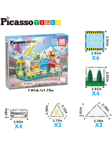 PicassoTiles Bloques Magnéticos Ciudad Metropolitana 26 Piezas