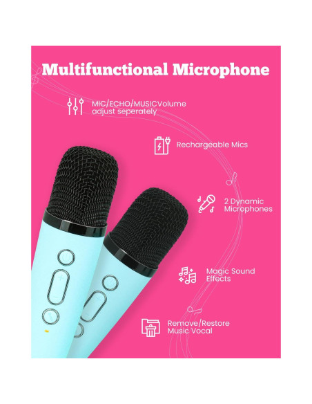 Máquina de Karaoke VERKB K1 Bluetooth 2 Micrófonos Azul Máquina de Karaoke VERKB K1 Bluetooth 2 Micrófonos Azul