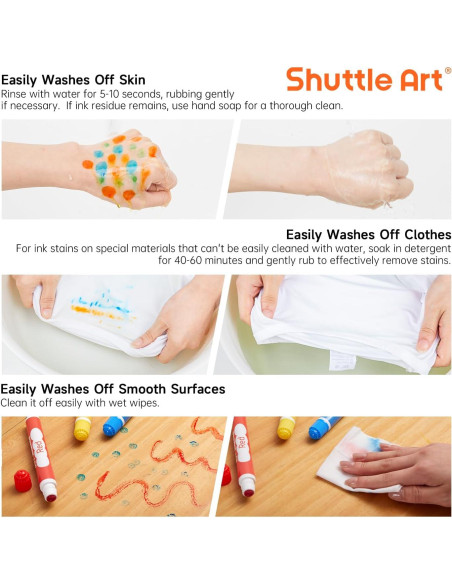 Marcadores de Puntos Shuttle Art 10 Colores Lavables No Tóxicos Marcadores de Puntos Shuttle Art 10 Colores Lavables No Tóxicos