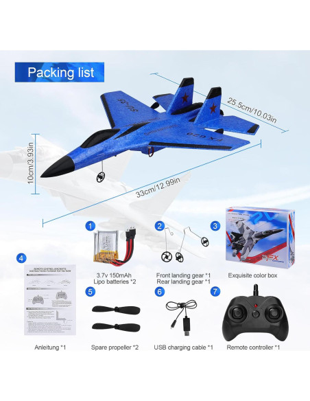 Avión RC Beffkkip FX620 2CH Luz LED Carga USB Azul Avión RC Beffkkip FX620 2CH Luz LED Carga USB Azul