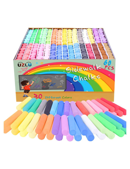 60 Tizas Jumbo UZLU de Acera Multicolor Lavables 60 Tizas Jumbo UZLU de Acera Multicolor Lavables