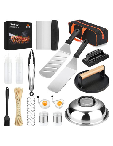 Set de Accesorios para Parrilla iRabey 122 Pzs Acero Inoxidable