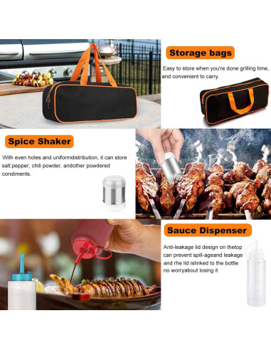 Set de Accesorios para Parrilla iRabey 122 Pzs Acero Inoxidable