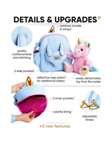 Mochila Unicornio Rosa Naturally KIDS 29x25x9 cm para Niñas