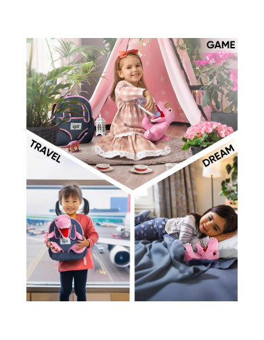 Mochila Dinosaurio Rosa Naturally KIDS para Niñas 2-5 Años