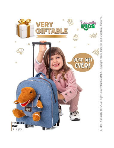 Mochila Rodante Dinosaurio Naturally Kids 31.75x27.94cm