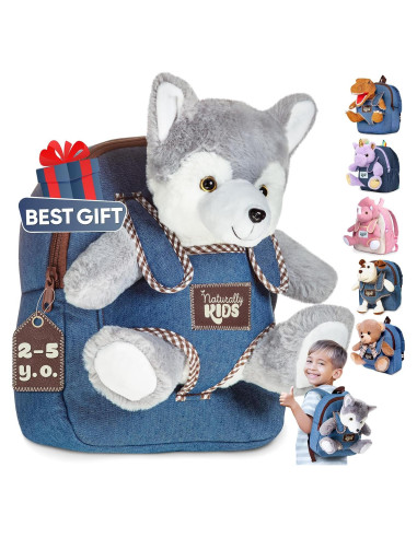 Mochila de Lobo Husky para Niños 2-5 Años 25x20x7 cm
