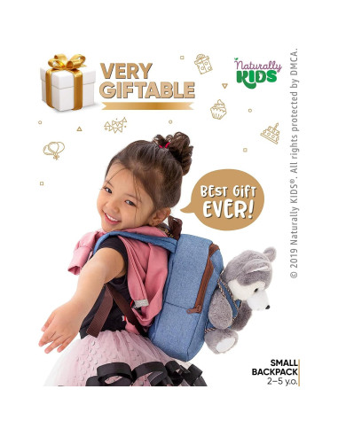 Mochila de Lobo Husky para Niños 2-5 Años 25x20x7 cm