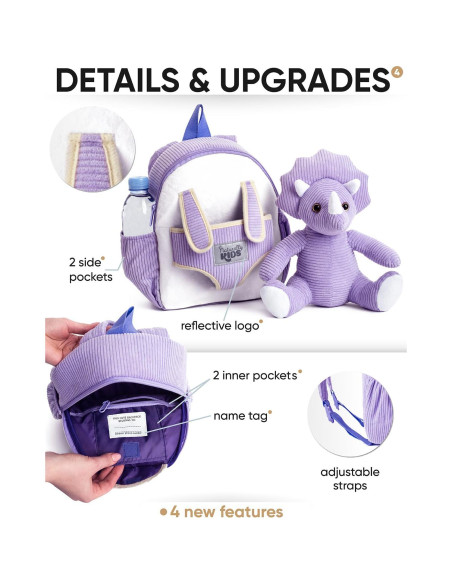 Mochila Dinosaurio Triceratops Naturally KIDS 25x20 cm