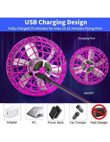 Mini Drone Orbe Volador PEKOIU Rosa, Juguete Flotante 75g Mini Drone Orbe Volador PEKOIU Rosa, Juguete Flotante 75g