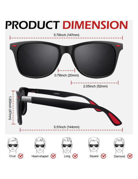 Gafas de sol polarizadas LINVO TR90 ultraligeras UV400 Gafas de sol polarizadas LINVO TR90 ultraligeras UV400