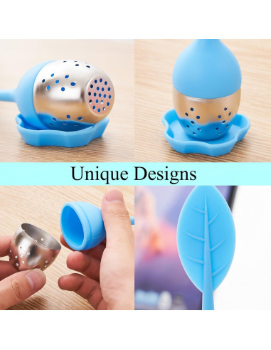 Juego de 4 Infusores de Té Dwwffer de Silicona y Acero Inoxidable