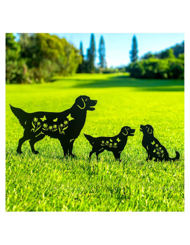 Estacas de Jardín Metal SRDJXY Golden Retriever Decorativas