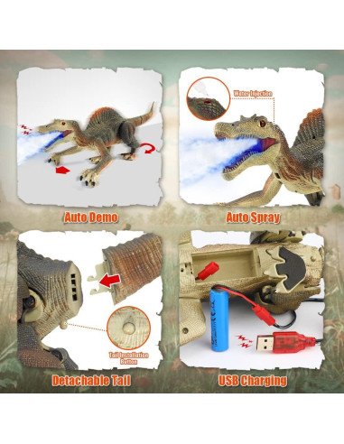 Dinosaurio Robótico RC Mini Tudou Spinosaurus con Luz y Rugido