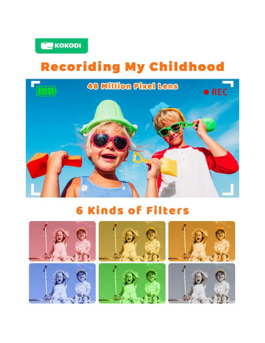 Cámara Digital KOKODI para Niños 48MP HD 1080P con SD 32GB