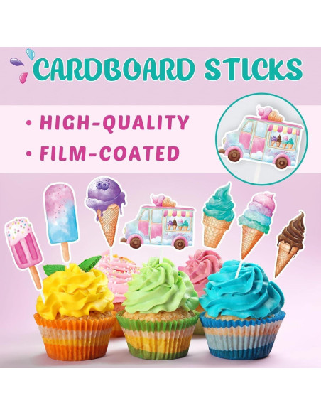 Adornos para Cupcakes WERNNSAI 35 Piezas Helado Colorido Adornos para Cupcakes WERNNSAI 35 Piezas Helado Colorido