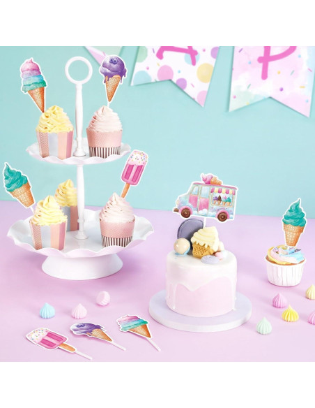 Adornos para Cupcakes WERNNSAI 35 Piezas Helado Colorido Adornos para Cupcakes WERNNSAI 35 Piezas Helado Colorido