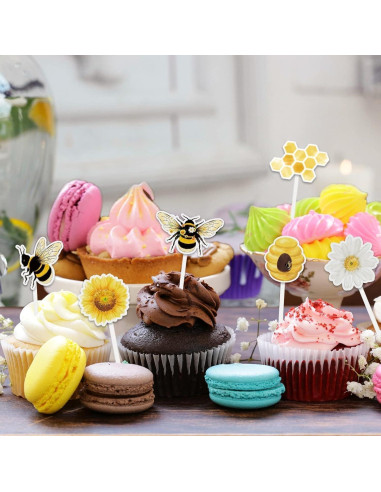 Adornos para Cupcakes WERNNSAI 36 Piezas Tema Abeja