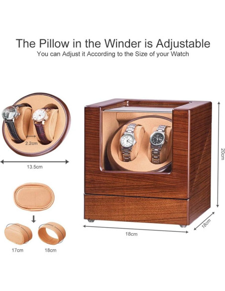 Winder de Reloj Doble JQUEEN S220EB Silencioso 18x18x20cm Winder de Reloj Doble JQUEEN S220EB Silencioso 18x18x20cm