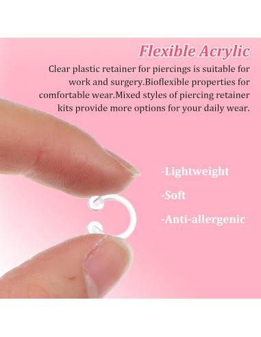 Kit de 29 Retenedores de Piercing Transparentes Lusofie 16G 14G