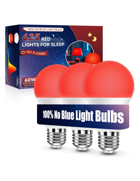 Bombillas LED Rojas Neporal 9W, Bloqueo Luz Azul, Paquete 3 Bombillas LED Rojas Neporal 9W, Bloqueo Luz Azul, Paquete 3