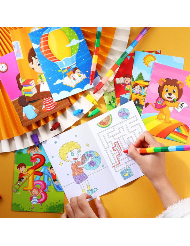 BenLouis 24 Libros de Colorear Mini + 24 Crayones para Niños