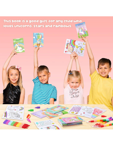 BenLouis 24 Libros de Colorear Unicornio + 24 Crayones