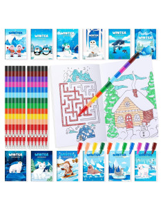 BenLouis 24 Libros para Colorear Invierno + 24 Crayones