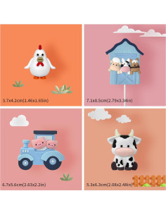 Decoraciones para Pasteles de Granja Zafena 6 Piezas Azul 2