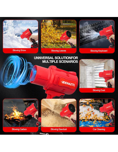 Soplador de Hojas Inalámbrico Denaztl BFQ01 21V 4.0Ah Rojo