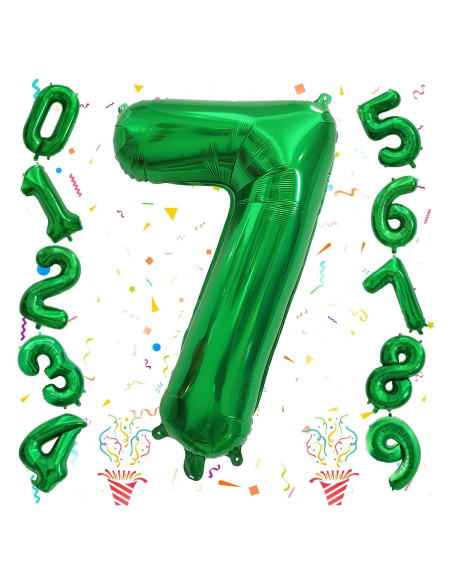 Globo Número 7 Verde Oscuro 101,6 cm para Fiestas Globo Número 7 Verde Oscuro 101,6 cm para Fiestas