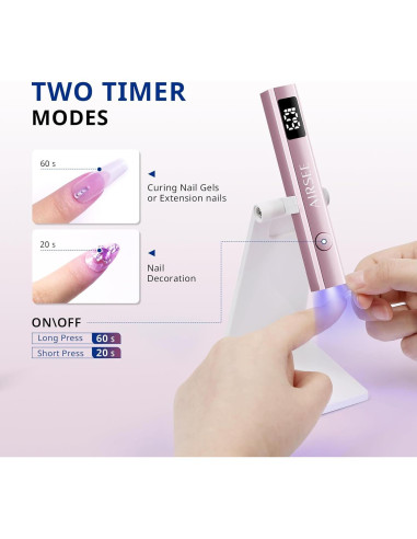 Lámpara de Uñas Inalámbrica AIRSEE Rosa, Secado Rápido UV