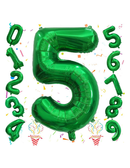 Globo Número 5 Verde Oscuro 101,6 cm Aluminio Autoinflable Globo Número 5 Verde Oscuro 101,6 cm Aluminio Autoinflable