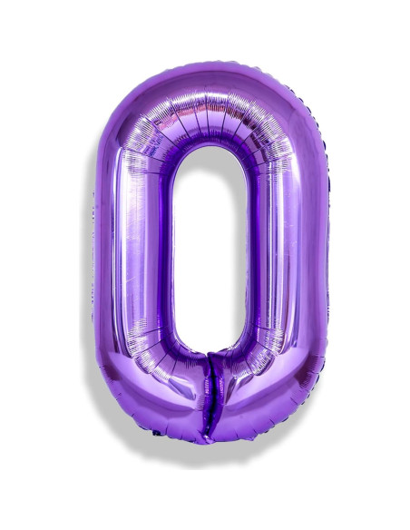 Globo de Número 0 Morado 101,6 cm Autoinflable para Fiestas Globo de Número 0 Morado 101,6 cm Autoinflable para Fiestas