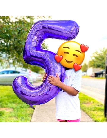Globo de Número 5 Púrpura 101,6 cm Autoinflado Isndare Globo de Número 5 Púrpura 101,6 cm Autoinflado Isndare